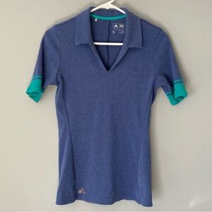 Adidas short sleeve ribbed polo shirt V-neck